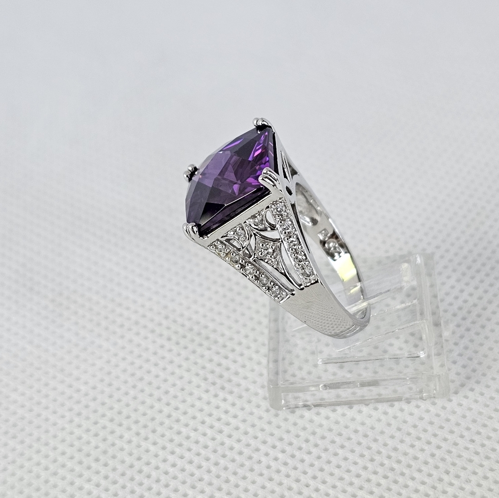 Ross Simons Checkerboard Cut Amethyst Ring Size 7 - Picture 7 of 17